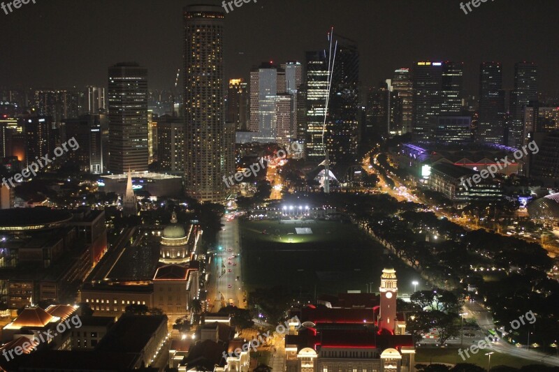 Singapore Cbd Night Cityscape Free Photos