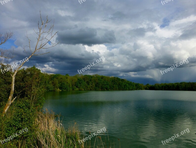 Gewitterstimmung Lake Clouds Dramatic Sky Landscape