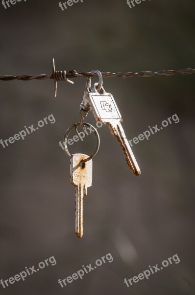 Key Barbed Wire Rust Found Object Keys