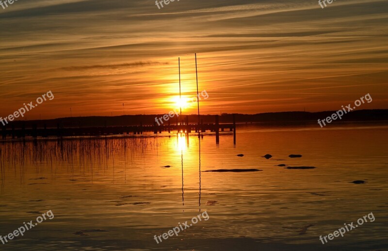 Sunset Lake Abendstimmung Romance Nature