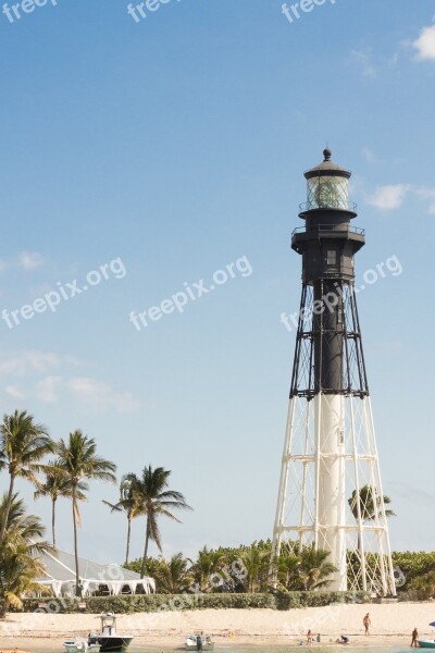 Lighthouse Beach Blue Skies Free Photos