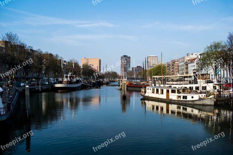 Rotterdam Harbour Boats Buildings Normal