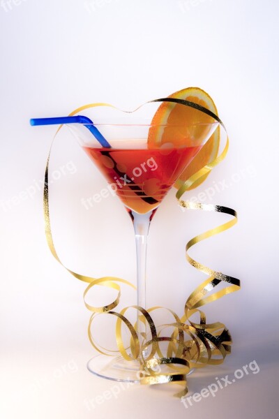 Cocktail Glass Streamer Straw Alcohol