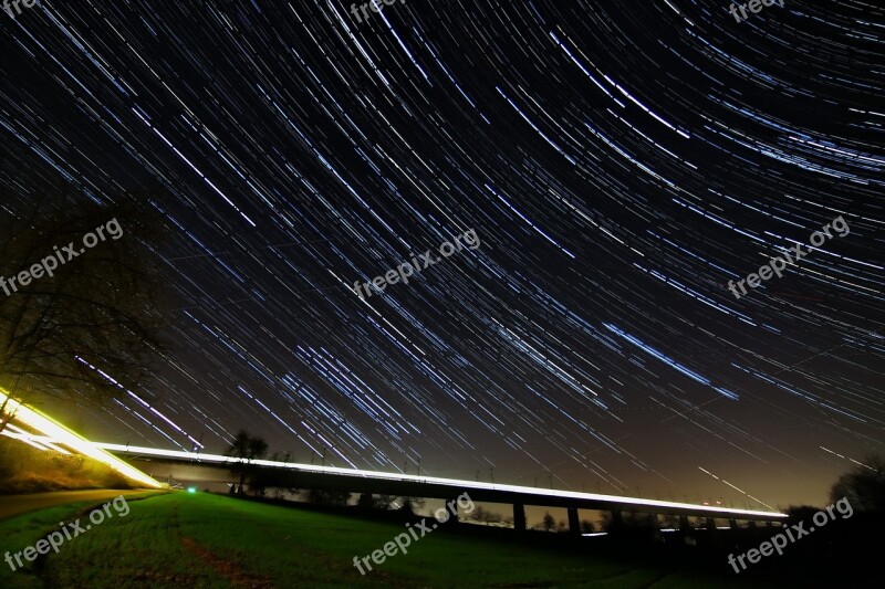 Startrails Long Exposure Night Northern Sky Landscape