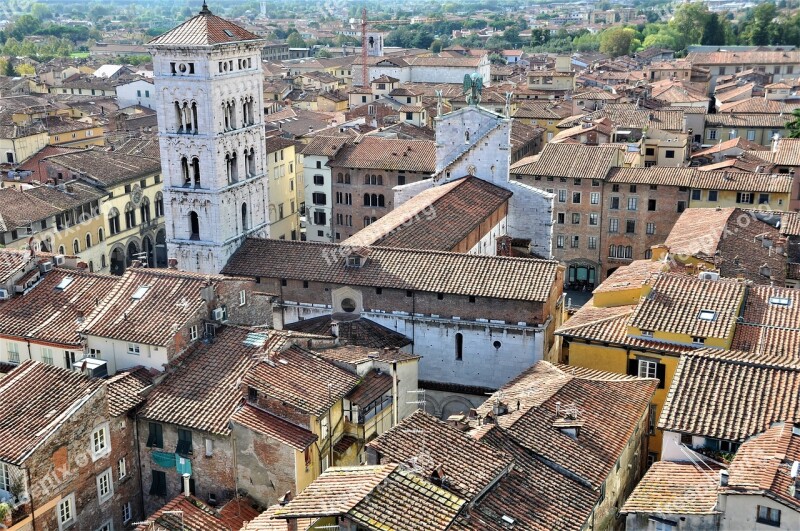 Lucca Tuscany Historic Center Italy Roofs