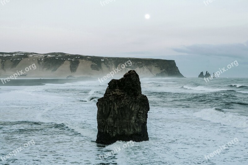 Iceland Mountains Cliff Sea Ocean