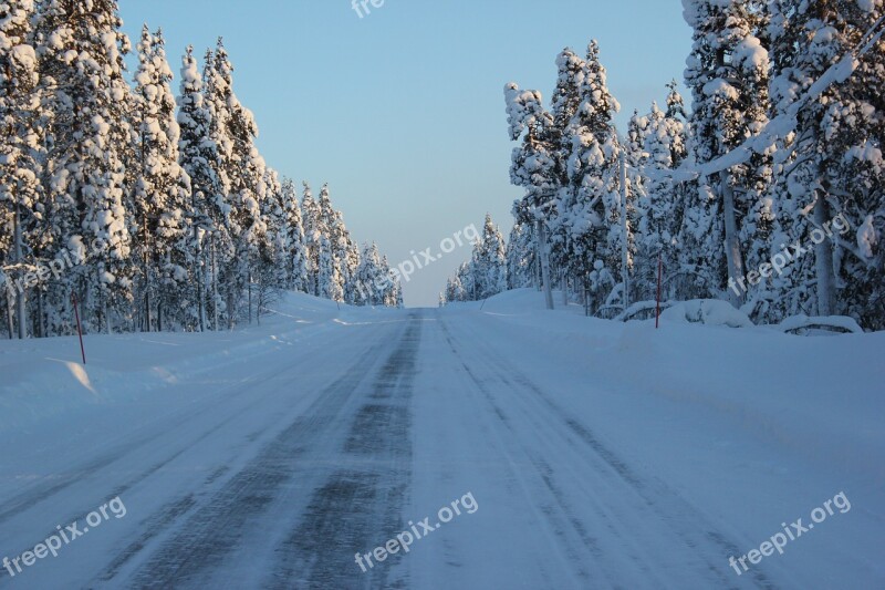 Away Straight Wide Road Snow