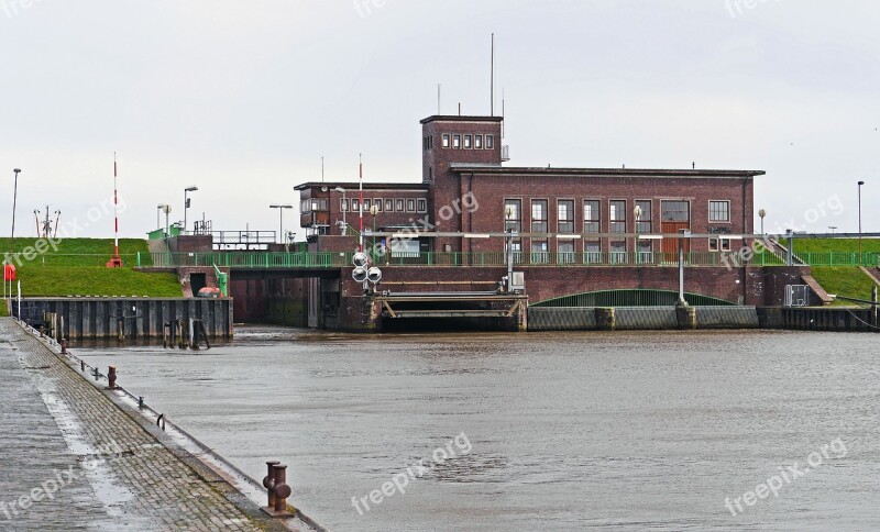 North Sea Coast Seedeich Blocking Factory Sielhafen Sea Lock