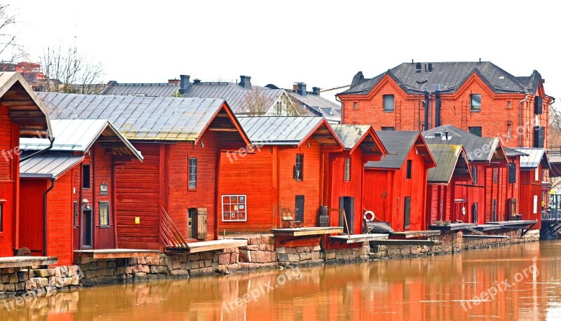 Porvoo Finland Wooden Houses River On The Water