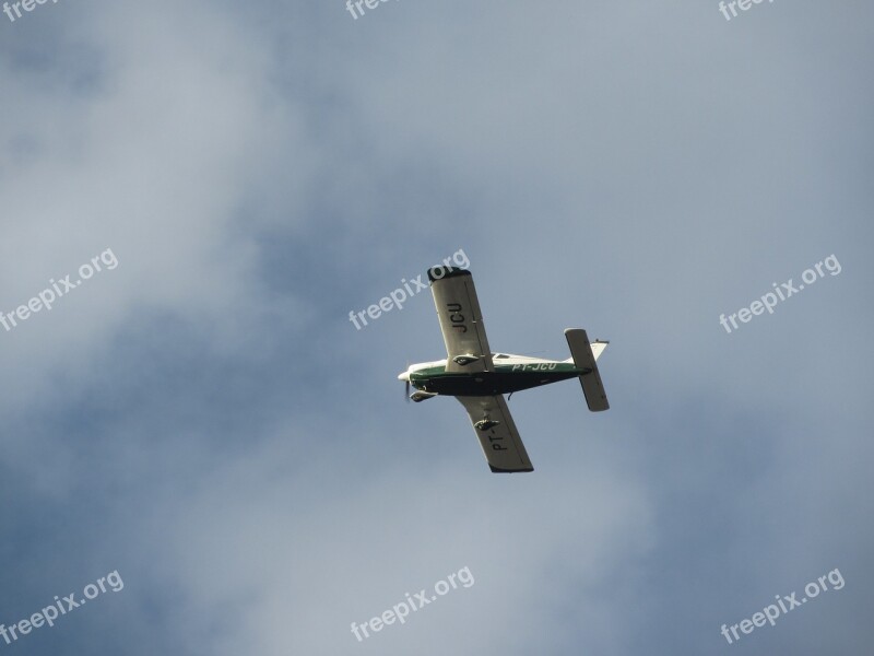 Plane Sky Small Clouds Blue