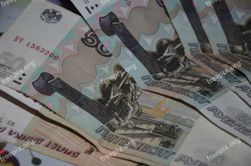 Money Bills Paper Money 50 Rubles Ruble