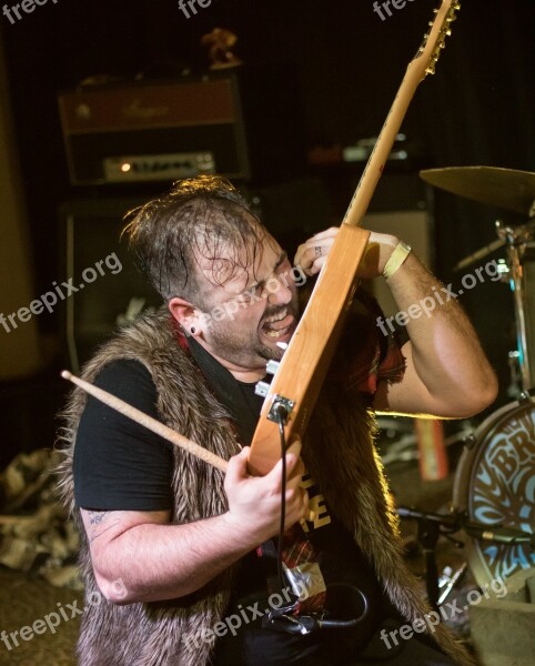 Musician Tongue Guitar Drumstick Face