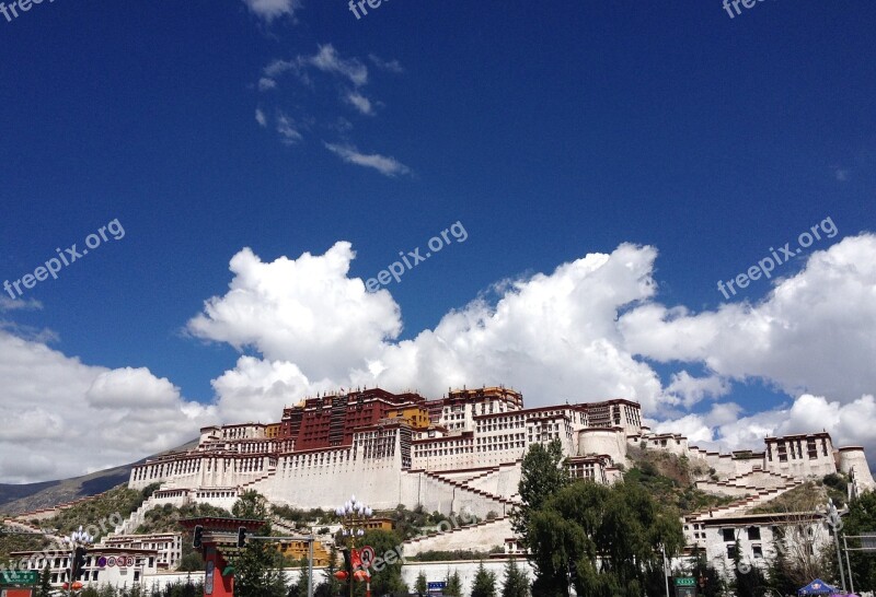 The Potala Palace Blue Sky Palace Tibet Free Photos