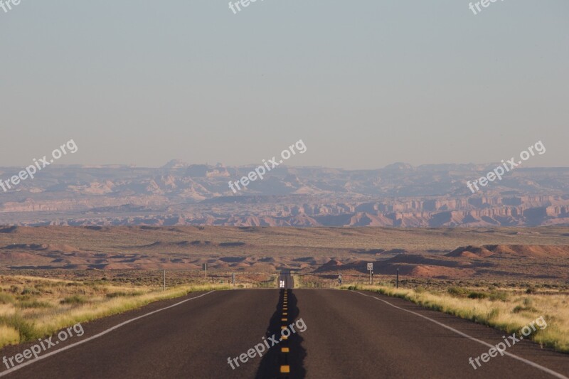 Road Usa Landscape Nature Panorama