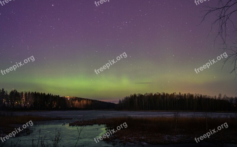 Norther Lights Finland Aurora Finnish Forest