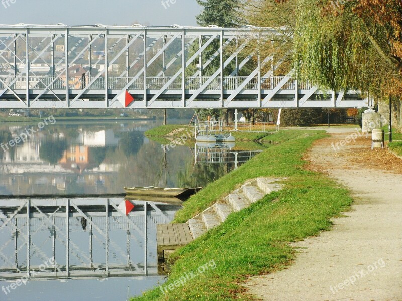 Bridge Bank Away Mirroring River