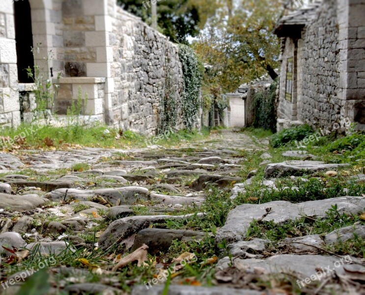 Traditional Village Greece Path Traditional Greek