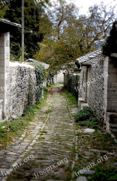 Traditional Village Greece Path Traditional Greek