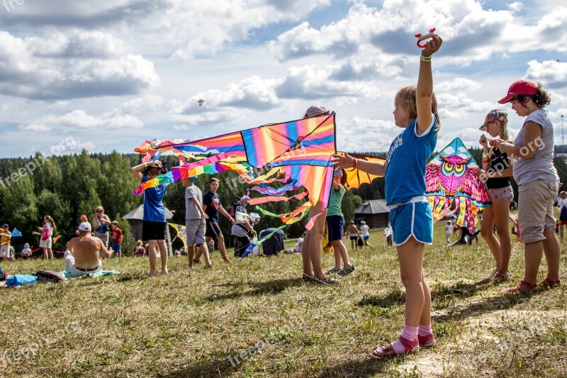 Kite Kids Girl Smiles Joy