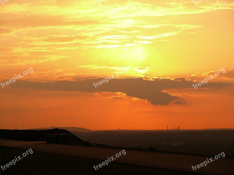 Sunset Sky Dump Hoheward Ruhr Area Abendstimmung