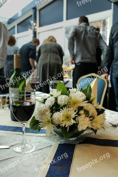 Buffet Party Flowers Table Wine