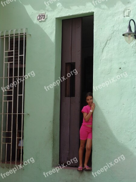 Cuba Girl Old House Green House