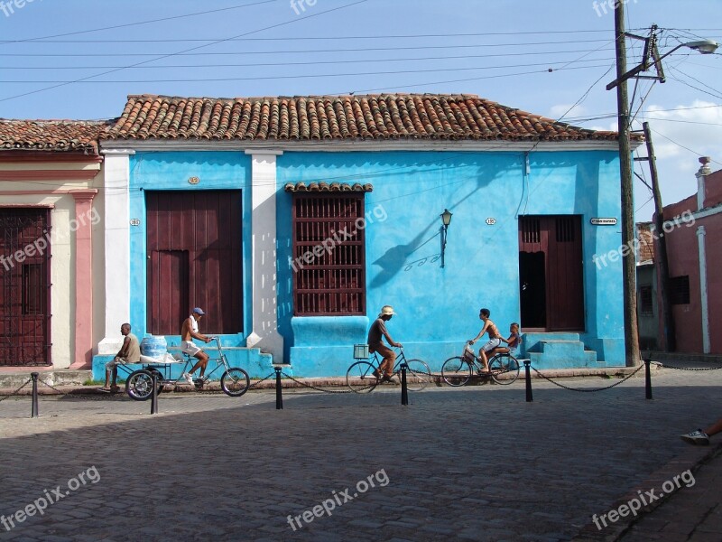 Cuba Cycle Old House Blue House Free Photos