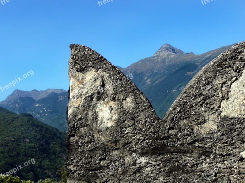 Fortification Castelgrande Swallowtail Merlons Bellinzona Ticino