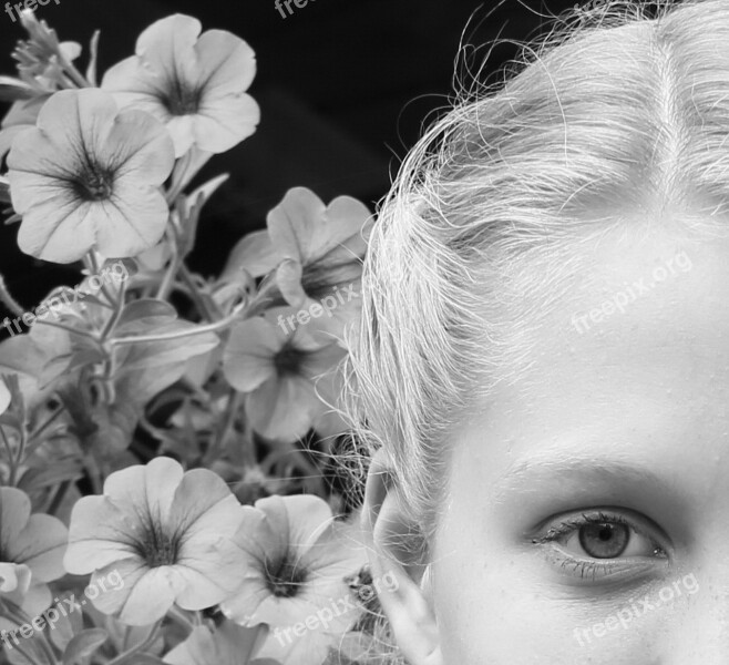 Girl Flowers Face Human Person