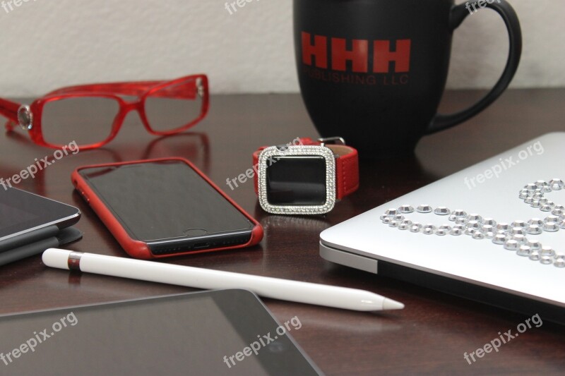 Mug Technology Desk Glasses Red Glasses