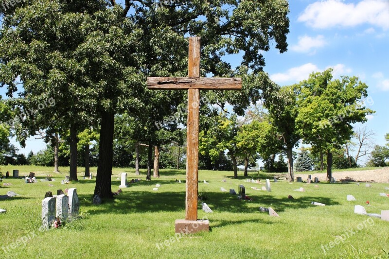 Cross Wooden Cemetery Graveyard Monument