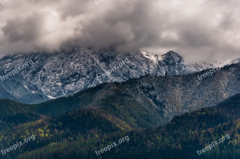 Mountains Tatry Giewont Clouds Sky