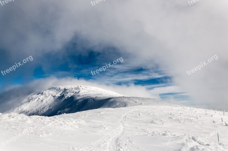 Mountains Clouds Sky Hiking Trail Landscape