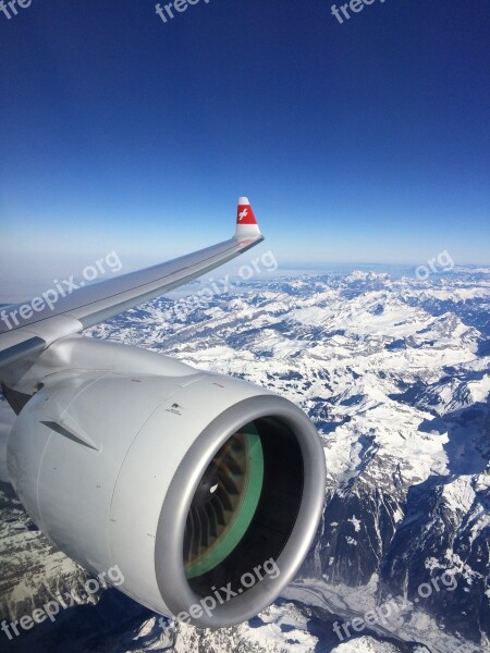 Plane Swiss Alps Snow Switzerland