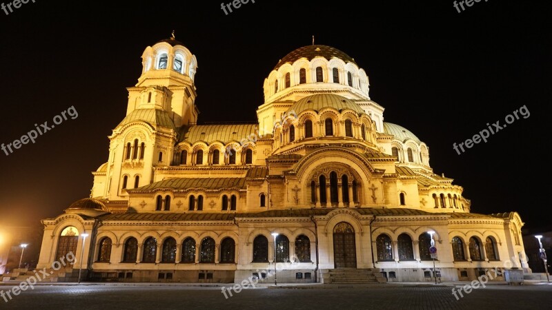 Sofia Bulgaria Cathedral Night Orthodox