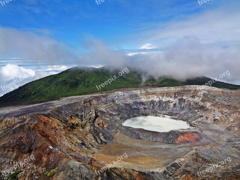 Volcano Poas Costa Rica Crater Mountains