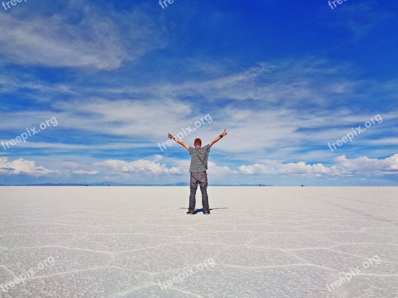 Uyuni Salt Desert Bolivia Man Freedom