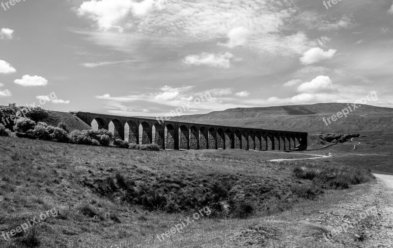 Ribblehead Viaduct Railway Black And White Free Photos