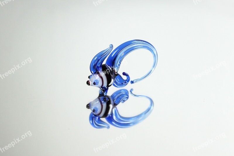 Blue Fish Decoration Glass Reflection