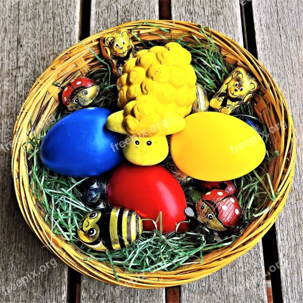 Easter Easter Nest Basket Easter Eggs Colored