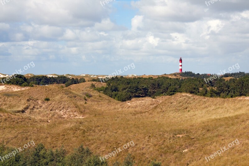 Lighthouse Dunes North Sea Vacations Clouds