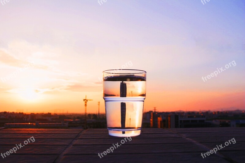 Water Glasses Sunset Campus Free Photos