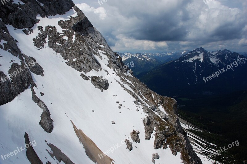 Zugspitze Germany Mountain Snow Clouds