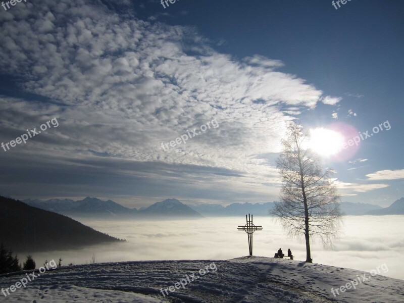 Sea Of Fog Cross Summit Mountains Free Photos