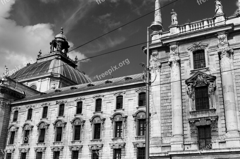 Munich Historic Center Black And White Sw Facade