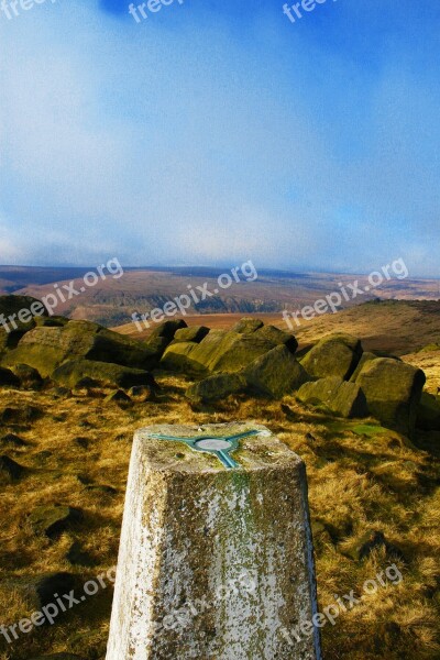 Trig Point West Nab Yorkshire Marsden Moor Moorland Yorkshire