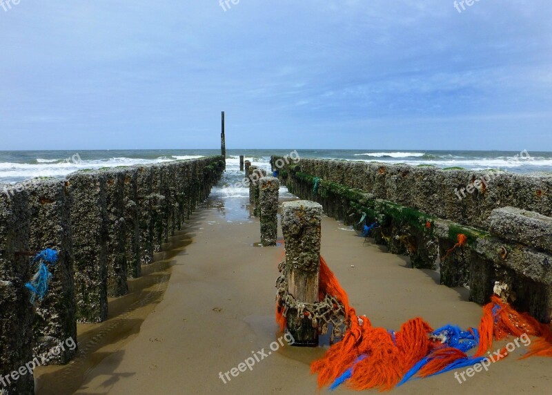 North Sea Beach Breakwater Flotsam Fishing Net