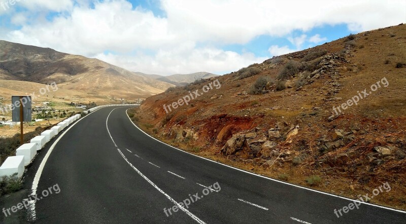 Road Fuerteventura Canary Islands Asphalt Summer