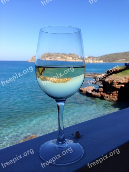 Wine Glass Spinalonga Crete Greece