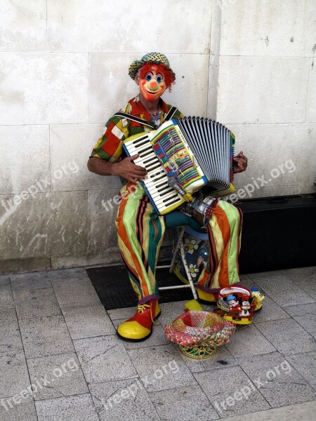 Street Musician Clown Accordion Lifestyle Free Photos